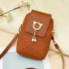Bolsa Transversal Feminina para Celular | Couro PU, Pingente de Orelha de Gato com Pérola, Alça Ajustável