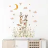 Adesivos de Parede Autoadesivos de Animais de Desenho Animado Vaca Fofa Comendo Grama Alpaca Decoração de Parede de Fundo para Quarto Infantil Adesivos BR0321E