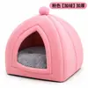 Cama para gato de mascota, desmontable y lavable, cálida de invierno, para todas las estaciones, estilo tienda de campaña para perro, casa para gato, cama semi-cerrada de felpa para perro de mascota