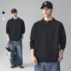 Sudadera casual de medio cierre para hombre, jersey de cuello alto, color liso, corte holgado, camisa base versátil, top de otoño para hombre para primavera y otoño