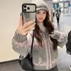 Chaqueta de punto con capucha para mujer, ambiente navideño y de Año Nuevo, suéter grueso, cómodo y amigable con la piel, top moderno estilo universitario para otoño e invierno