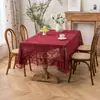 Mantel Vintage Estilo Francés Transfronterizo con Volantes Artísticos, Diseño Hueco, Tela Cubierta Antideslizante para el Hogar, Decorativo, Venta Directa de Fábrica