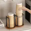 Dispensador de Copos Descartáveis Estilo Madeira de Nogueira Organizador de Armazenamento de Copos de Água Porta-Copos de Papel para Desktop Café Chá