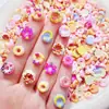 Decoraciones Populares para Uñas Estilo Dulce Donut Lindo, Decoraciones de Uñas de Donas Coloridas, Accesorios de Resina para Fundas de Teléfono