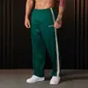 Pantalones deportivos para hombre YOUNGLA costura de cinta a rayas bordado pantalones casuales pantalones rectos deportivos para gimnasio