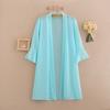 Ropa de protección solar de verano, camisa chal pequeña holgada de encaje de gasa blanca, abrigo corto, chaleco fino tipo cárdigan para mujer
