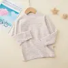 Ropa Base de Algodón para Niñas Estudiantes Ropa de Otoño para Niños de Invierno Ropa Interior Cálida de Shu Rong Top de Cuello Medio para Niños Suéter de Algodón y Lana