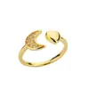 Anillo Cruzado con Mariposa Incrustada de Diamantes Transfronterizo Anillo de Apertura Multijunta Estilo Fresco de Lujo Joyería de Gama Alta para Mujeres