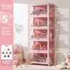 Vitrina de Cristal Rosa para Guardar y Exhibir Artículos, Vitrina a Prueba de Polvo, Armario de Almacenamiento, Vitrina para Figuras