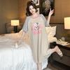 Camisón de una pieza con botones, Vestido largo de verano de manga corta con dibujos animados para mujer, Ropa de estar por casa 100% algodón, Exclusivamente para exportación transfronteriza
