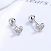 Aretes con Patrón de Tornillo de Estrella de Cinco Puntas para Mujer Plata de Ley 925 Simple ins Pequeño y Exquisito Forma de Amor Uña para Hueso de la Oreja Joyería para la Oreja