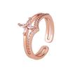 Elegante anillo de circonio de alta calidad súper brillante anillo de flor dulce de cuatro pétalos de moda coreana anillo de dedo simple de doble capa de lujo ligero