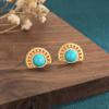 Celebridad de internet mismo estilo diseño estilo palaciego retro turquesa aretes de botón creativo niñas joyería pequeña puesto suministro mayoreo