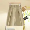 Pantalones Deportivos Casuales Delgados Nuevos de Verano para Mujer, Cintura Alta, Cintura Elástica, Holgados, Transpirables, Modernos, Versátiles, Pantalones de Cinco Cuartos
