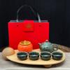 Juego de Té Kung Fu de Cerámica traje Una Tetera Cuatro Tazas Esmalte Craquelado Hielo Regalos de Apertura de Negocios Ceremonia de Acompañamiento Juego de Té Kung Fu