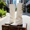 Botas Altas de Tacón de Cuña para Mujer 2026 Nuevas de Primavera/Otoño Punta Puntiaguda Caídas Botas Largas Botas para Leggings Botas de Montar