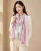 Elegante Bufanda Larga de Seda, Moderna Bufanda de Seda Delgada de Verano Protectora del Sol, Chal de Gasa para Mujer, Bufanda Grande de Seda de Alta Gama