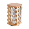 Juego de botellas cuadradas de vidrio giratorias para condimentos Amazon transfronterizo con estante giratorio lote de frascos para condimentos de cocina