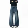 Shanggu Roupa Masculina Primavera e Outono Masculina Retrô Americano Lavado Modelagem Solta Marca Tendência Jeans Reto com Bigodes de Gato e Padrão de Raio