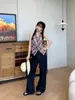 Jeans casuales retro americanos finos de pierna ancha para mujer, nuevo producto 2026, tiro alto con diseño de bolsillo, pantalones rectos adelgazantes