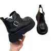 Botas de tornozelo Birkenstock de sola grossa estilo britânico para mulheres, nova coleção outono/inverno 2026, forradas com fleece para aquecimento, cabedal de couro, botas de algodão, que aumentam a altura, emagrecem, botas estilo Martin
