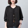 Abrigo corto con rombos para madre de mediana edad, uniforme de béisbol de primavera y otoño para mujer, top holgado informal de manga larga con cuello redondo