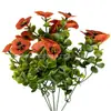 Ramo de Flores de Pensamiento Simuladas con Eucalipto y Hierba, Flores Artificiales, Plantas Artificiales, Accesorios para Fotografía del Hogar, Decoración de Arreglo Floral, Plantas Verdes