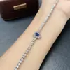 Pulsera de Zafiro Natural con Borla Transfronteriza Accesorios para Mujer Nicho de Alta Gama Joyería de Plata 925 4*6 Ventas Directas de Fábrica de Joyería