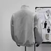 Sudadera con media cremallera gris deconstruida para hombre, holgada, talla grande, otoñal, marca de moda, peso pesado, casual americano, top tipo jersey, prenda de abrigo