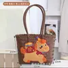 2026 Año del Caballo Bolso Tejido a Mano Recuerdo de Boda Regalo Azul Versátil Bolso de Mano para el Trabajo Bolso Tejido de Plástico para Mujer