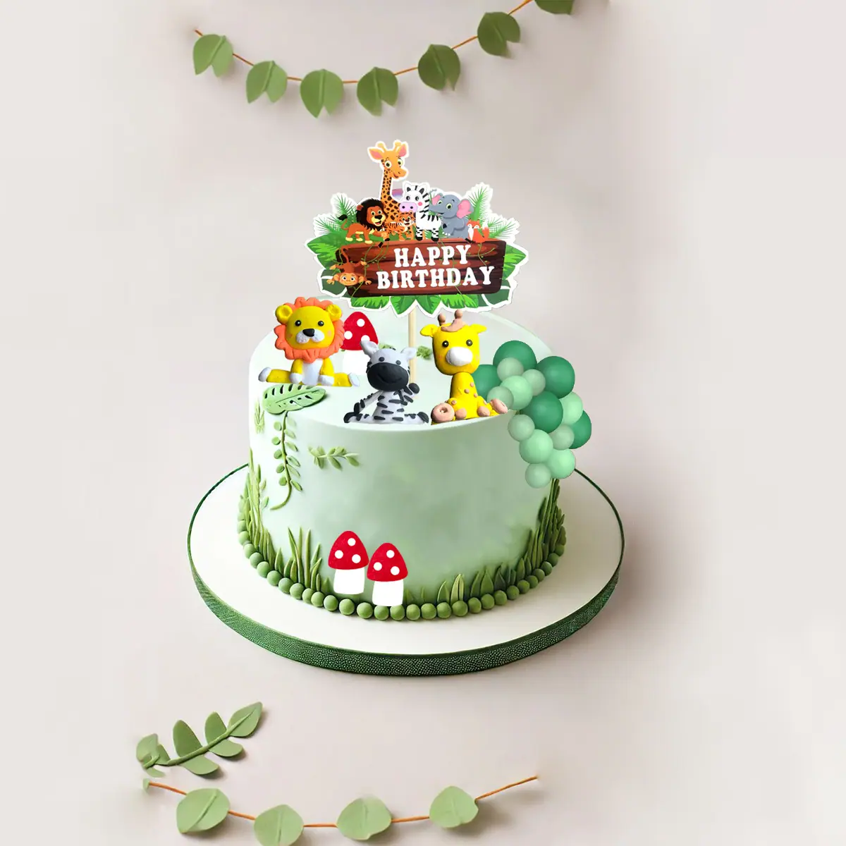 丛林主题生日蛋糕装饰1