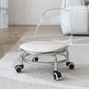 Silla de metal con rueda giratoria de acrílico para niños pequeños aprendiendo a caminar, silla pequeña para limpiar pisos, taburete doméstico para sala de estar con ruedas