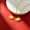 Collar con Candado de Seguridad de Nube Auspiciosa Chapado en Oro de 24 Quilates con Alta Retención de Color, Colgante de Candado Estilo Chino de Paz y Alegría Cadena para Clavícula