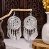 [Selección Premium] Pendientes Estilo Étnico de Minorías Vintage con Plata de Minorías Étnicas, Pendientes Largos Colgantes Florales Estilo Bohemio Único