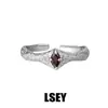 0045 Personalidad de Nicho Estilo Ins Minimalista Gama Alta Textura Martillada Marquise Circonita Plata de Ley S925 Anillo Abierto para Mujer