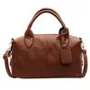 Bolso de Hombro Piel Suave Retro Color Sólido Textura Casual Cruzado Gran Capacidad Temperamento Versátil Viaje Bolso para el Commuter