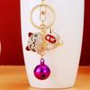 Llavero de Gato de la Suerte con Campana de Diamante para Coche Colgante para Bolso de Mujer Anillo de Llavero Colgante Metálico Creativo con Pedrería Regalo