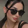 Novos Óculos de Sol Redondos com Tachas Raine para Homens e Mulheres, Estilo Europeu e Americano, Moda Retrô, Escolhas de Influenciadores, Óculos de Sol Simples para Proteger do Sol