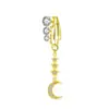 Venta caliente europea y americana 3 diamantes piercing ombligo sin perforación aro ombligo forma de luna corazón con incrustaciones de diamante aro ombligo venta al por mayor transfronteriza en stock
