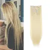 Peças de Peruca Europeias e Americanas Transfronteiriças em Estoque 16 Cartões Conjunto de 6 Peças de Extensões de Cabelo Fibra Química Cabelo Longo Reto Feminino Extensões de Cabelo com Clipe Conjunto