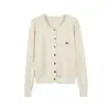 Cárdigan de punto bordado para mujer, de cuello redondo y manga larga, de corte holgado, suave y cómodo, adecuado para usar en capas o como prenda exterior en otoño e invierno.