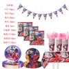 Nova Decoração de Festa de Aniversário Tema Miraculous Ladybug Mulher Super Gata Menina Prato Descartável Copo de Papel