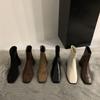 Botines Retro Cuadrados de Gamuza Versátiles con Tacón Grueso que Alargan las Piernas para Mujer en Otoño e Invierno