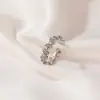 Anillo de mariposa simple europeo y americano para mujer, moda de temperamento, micro incrustaciones de circonita, doble apertura geométrica, anillo de dedo al por mayor