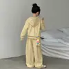 Conjunto de Sudadera para Niña Otoño/Invierno Estilo 2026 Chica Dulce Estilo Coreano Niños Talla Mediana a Grande Terciopelo de Arroz Pegajoso Conjunto de Cubre Trasero con Plus Terciopelo
