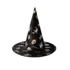 Novo Chapéu de Bruxa de Halloween Festa Renda Franzida Chapéu de Mago Adereços de Fantasia Chapéu de Bruxa de Renda Preta