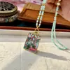Colar Thangka Verde Tara Hot Goni Nepal Xizang Puro Pintado à Mão Conjunto Completo