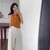 Chaleco de punto sin mangas con cuello polo Chic francés para mujer en verano Aspecto adelgazante Chaleco exterior corto...
