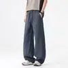 Roupas Masculinas / Calça Casual de Linho Lyocell para Homens, Calça Scimitar de Perna Larga Fina para Primavera e Outono, Calça Longa Casual