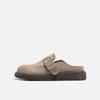 Sapatos Birkenstock Retrô Versátil de Couro Genuíno de Sola Grossa para Mulheres 2025 Novo Primavera e Verão Baotou Rasteirinha Casual Meio Chinelo Birkenstock